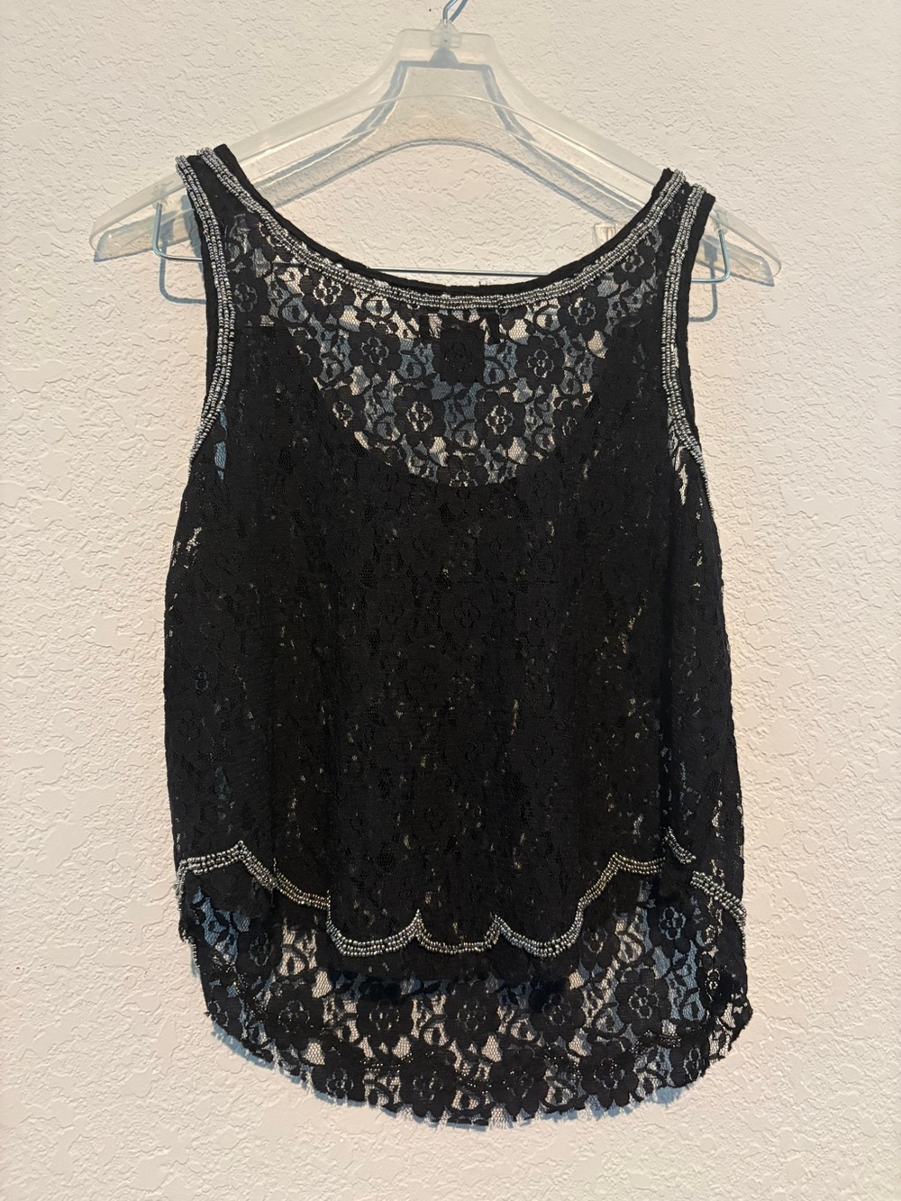 Wet Seal Black Lace Beaded Floral Camisole - Picture 4 of 5